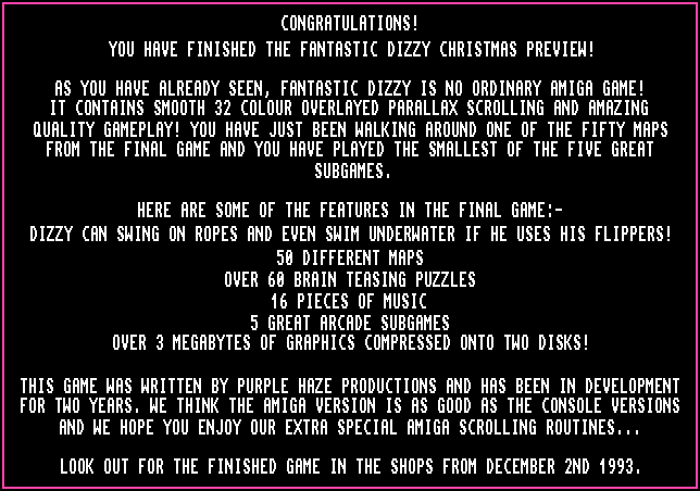 Christmas Dizzy (Fantastic Dizzy): Amiga Power Demo screenshot