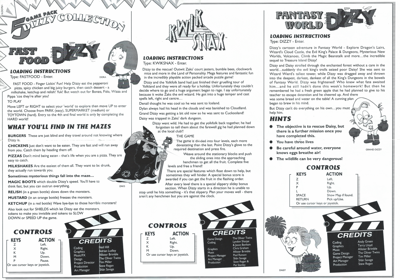 Dizzy Collection - PC Instructions Front