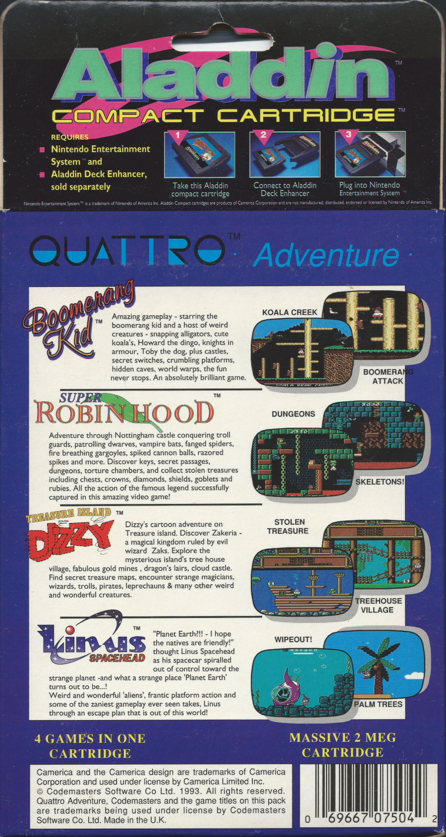 Quattro Adventure - NES Aladdin Back