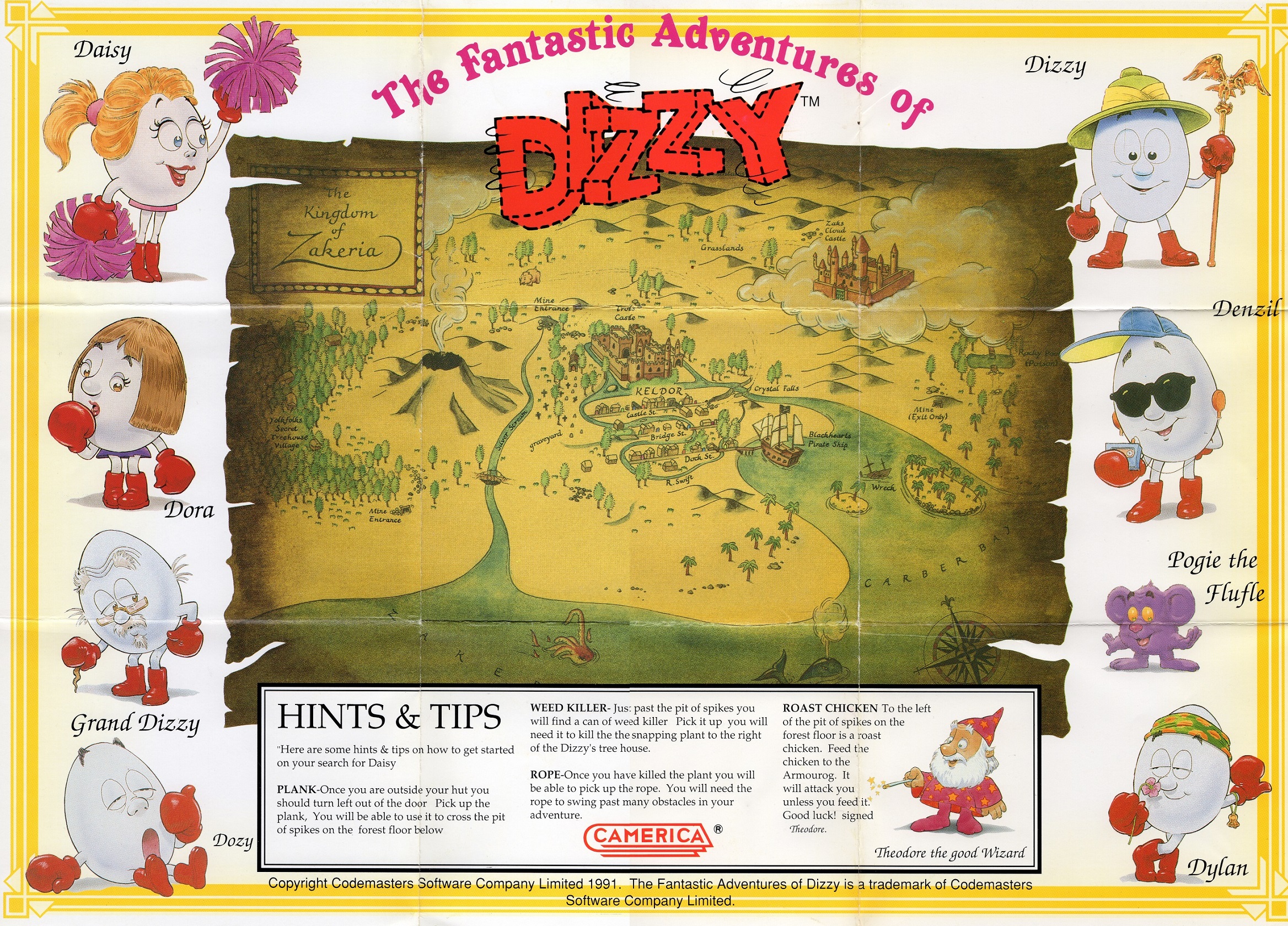 Poster: Fantastic Adventures Of Dizzy Map (Back)