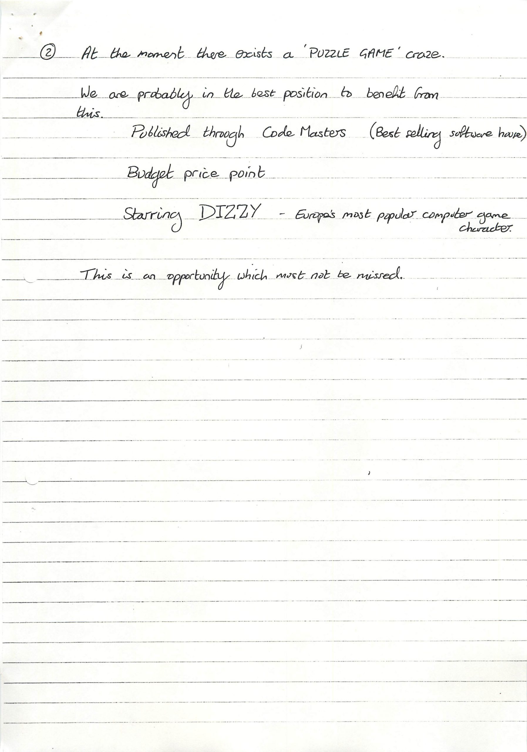 Panic Dizzy - Notes #1