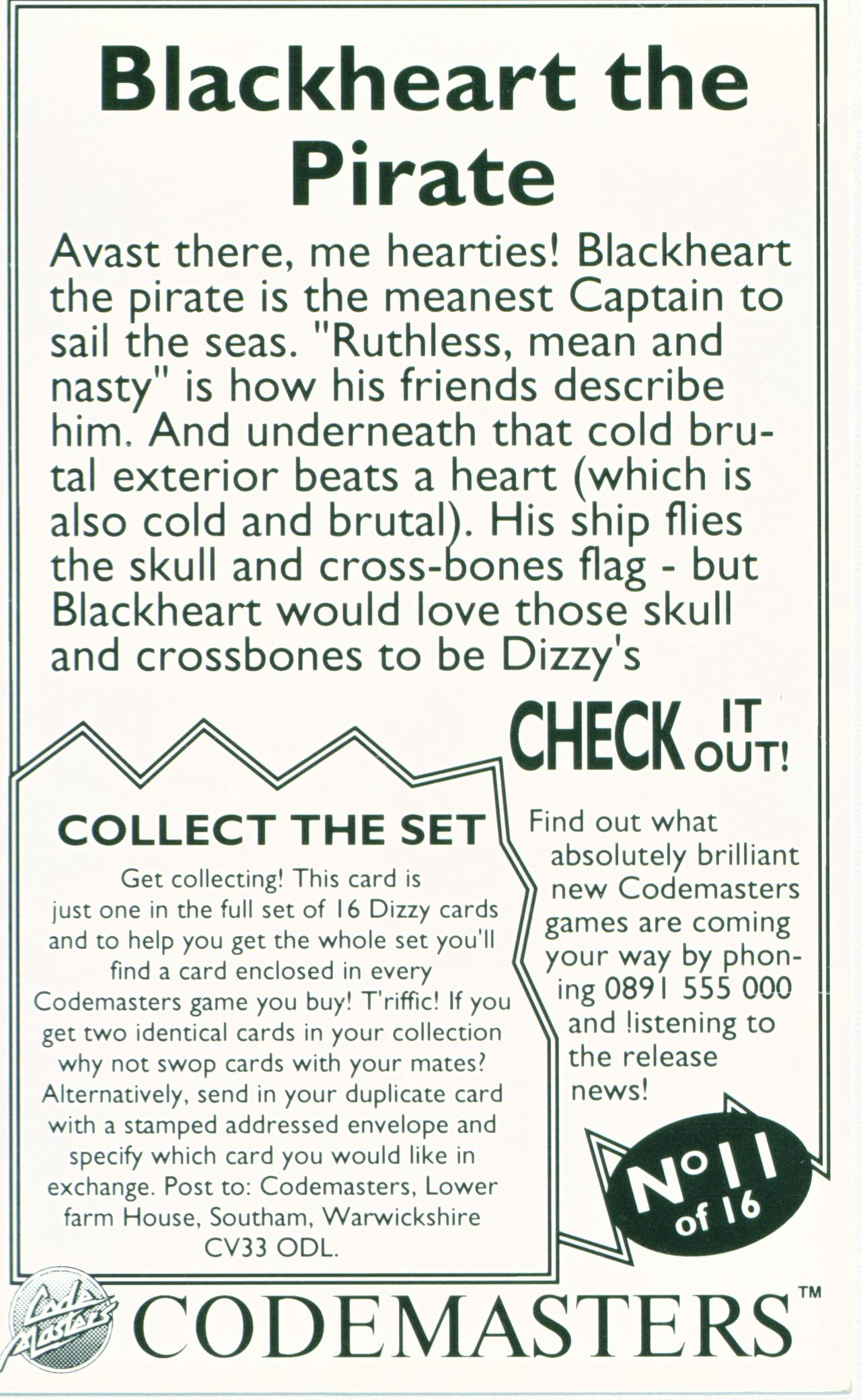 Collectors Cards - Blackheart (Back)