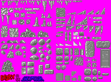 Sprite Sheet: Dizzy And Seymour - Game - Grounds and Blocks