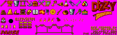 Sprite Sheet: Dizzy the Adventurer - 16-bit GFX
