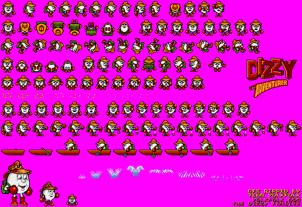 Sprite Sheet: Dizzy the Adventurer - 16-bit Sprites - Dizzy