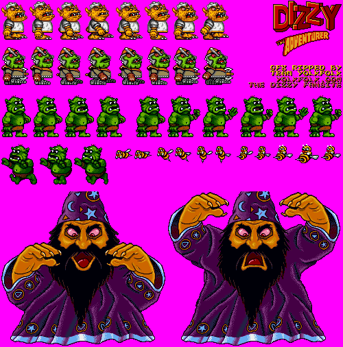 Sprite Sheet: Dizzy the Adventurer - 16-bit Sprites - Enemies