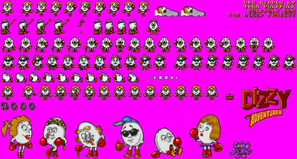 Sprite Sheet: Dizzy the Adventurer - 16-bit Sprites - Dizzy