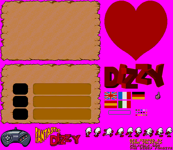 Sprite Sheet: Fantastic Dizzy - 16-bit GFX - Misc 1