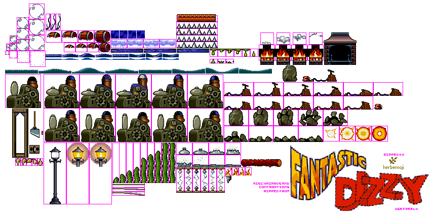 Sprite Sheet: Fantastic Dizzy - 16-bit GFX - Misc 2