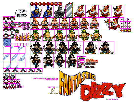 Sprite Sheet: Fantastic Dizzy - 16-bit Sprites - Characters