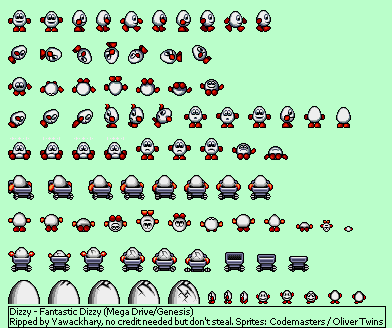 Sprite Sheet: Fantastic Dizzy - 16-bit Sprites - Dizzy