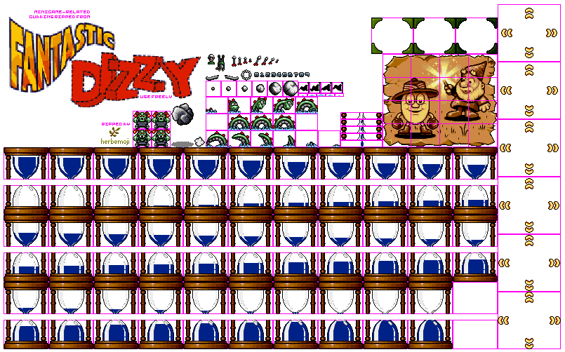 Sprite Sheet: Fantastic Dizzy - 16-bit Sprites - Mini Game Misc