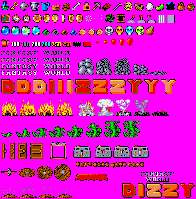 Sprite Sheet: Fantasy World Dizzy - 16-bit Sprites - Misc