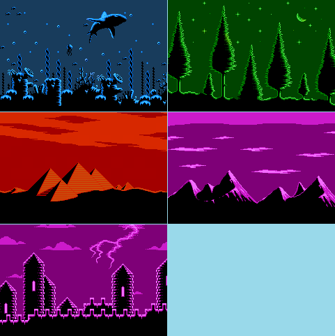 Sprite Sheet: Go! Dizzy Go! - NES GFX - Backgrounds