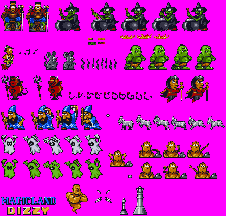 Sprite Sheet: Magicland Dizzy - 16-bit Sprites - Characters