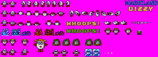 Sprite Sheet: Magicland Dizzy - 16-bit Sprites - Dizzy and the Yolkfolk