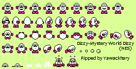 Sprite Sheet: Mystery World Dizzy - NES Sprites - Dizzy