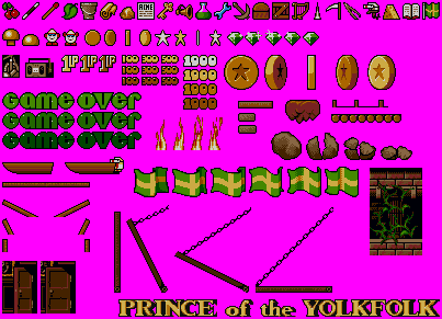 Sprite Sheet: Prince of the Yolkfolk - 16-bit Sptites - Misc