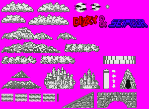 Sprite Sheet: Dizzy And Seymour - Game - Sky And Scenes